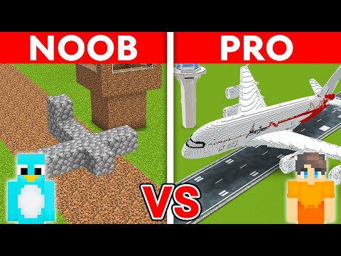 NOOB vs PRO: AIRPORT House Build Challenge in Minecraft