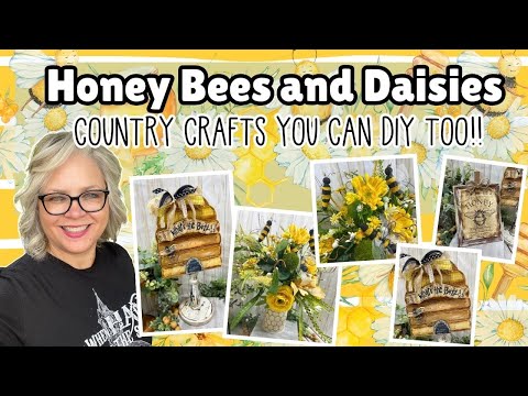 🐝🌿 🌼 Honey Bees and Daisies Country Crafts 🐝🌿 🌼 DIY Wood Floral Printable Decor