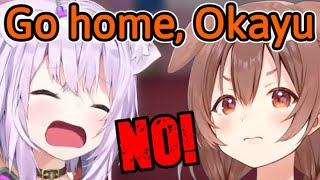 Okayu Starts Screaming and Crying When Korone Forces Her to Go Home [Hololive/OkaKoro]