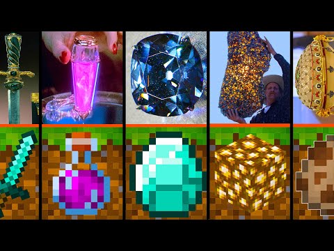 Comparison: Real-life Minecraft weapons, ores, minerals, items