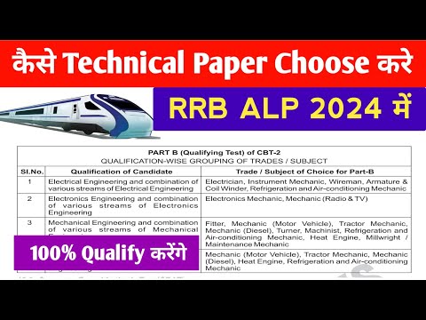 कैसे Technical Paper चूसे करे RRB ALP 2024 CBT 2 Part B में | Railway ALP CBT 2 Technical Trade Test