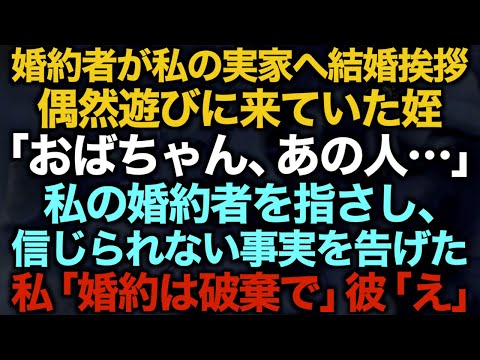 【スカッとする話】婚約者が私の実家へ結婚挨拶偶然遊びに来ていた姪「おばちゃん、あの人…」私の婚約者を指さし、信じられない事実を告げた私「婚約は破棄で」彼「え」【修羅場】