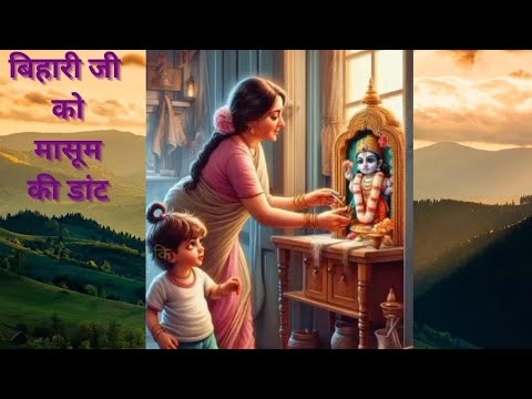 "बिहारी जी को मासूम की डांट" सुनिए भगवान में भक्ति बढ़ाने वाली ये कथा🧑‍🦱🌸