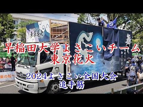 早稲田大学よさこいチーム東京花火　2024よさこい全国大会　追手筋（南側）　2024年8月12日13:33～　【4k60fps】