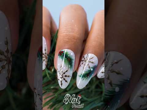 Christmas Mistletoe Nail Art tutorial #shorts #natdenail #nailart #naildesign