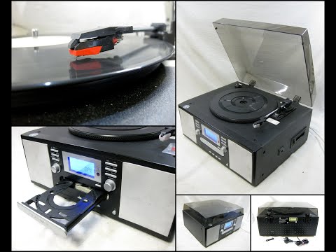 AWA E-6880 CD Recorder with Turntable Cassette Radio USB Record to PC