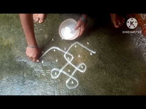 5×2×1dots rangoli unique free hand rangoli #chandu rangoli