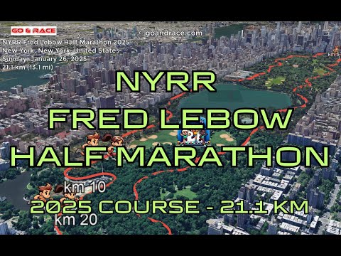 NYRR Fred Lebow Half Marathon 2025: fly over the half-marathon course! Video of the race path.