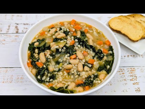 Creamy White Bean Kale and Barley Soup Recipe | Vegan & Vegetarian Soup | Cozy One-Pot Vegan Dinner