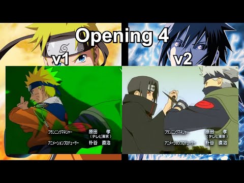 Naruto - Opening 4 Comparison - Versions 1-2 (HD - 60 fps)