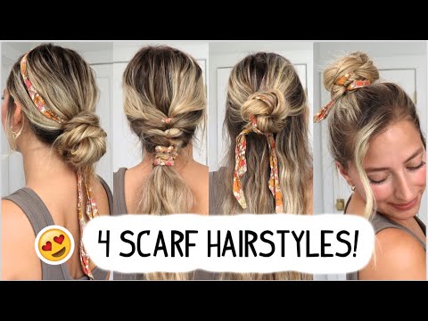 4 HAIRSTYLES USING A HAIR SCARF! Easy Scarf Hairstyles | Back-to-School Hair | Quick Hairstyles