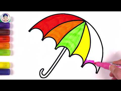 Umbrella Drawing and Big Brush Pen Coloring / Akn Kids House