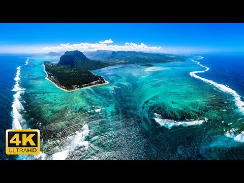 Majestic Aerial Views of Oceans 4K with Relaxation Music