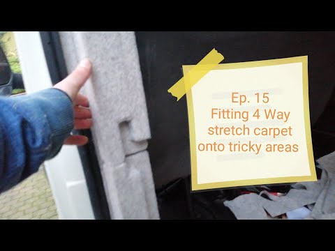 how to fit 4 Way stretch carpet in tricky areas #vanlife #camper #diy #campervan #conversion #budget