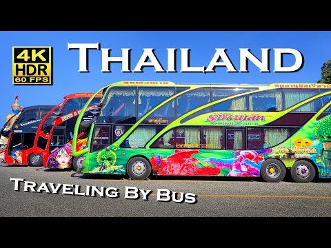 Pattaya Thailand Travel By Bus - how to travel cheaply? 💖 4K 60fps HDR  Walking Tour 👀 Chon Buri 🇹🇭