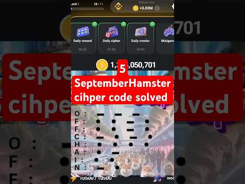 5 ll September Hamster Combat cihper code solved ll Hamster Combat Today Cihper code ll#shorts#minin