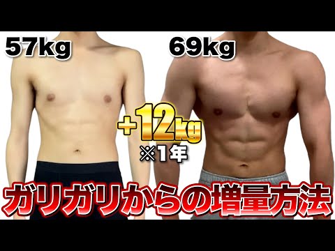 【57kg→69kg】ガリガリが1年で12kg増量した方法を徹底解説