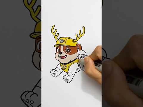 Coloring Paw Patrol Rubble Christmas🦌