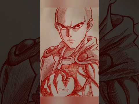 Saitama Pen sketch fanart 🔥 One punch man #anime #art #artist #otaku #artwork #reels #shorts #one