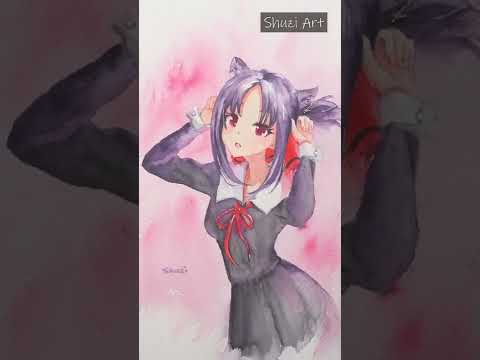 Anime Watercolor Painting | Kaguya from Kaguya Sama Love is War | #shorts