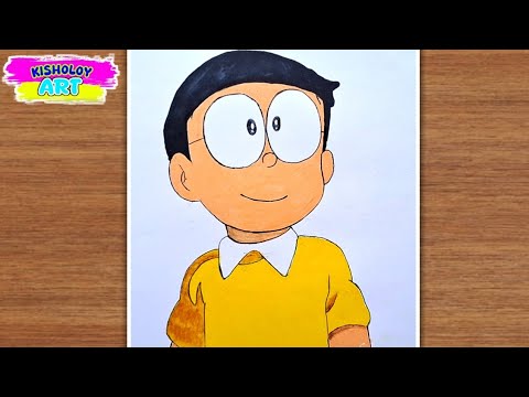 Nobita drawing with oil pastels | How to draw Nobita | Nobita drawing step by step | Kisholoy