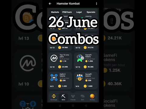 Hamster kombat daily combo 26 june | Hamster kombat daily combo today | #hamsterkombat #shorts#combo