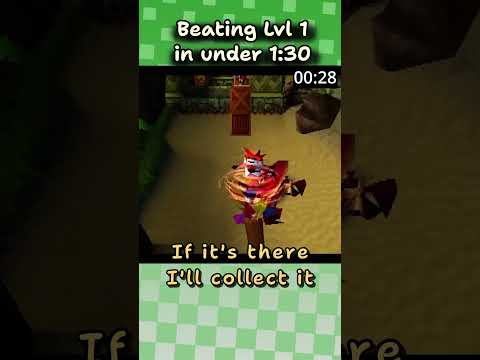 Beating the first level in under 1:30 #speedup #AKshorts #crashbanditcoot #retrogaming #playstation