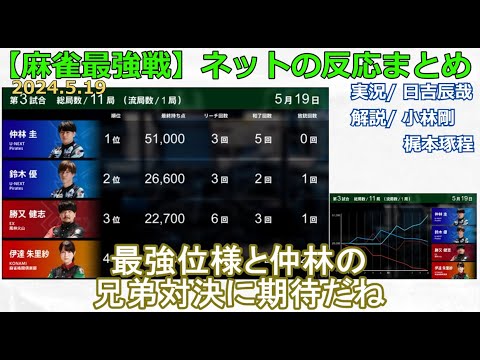 【麻雀最強戦2024 Mリーグスペシャルマッチ】2024/05/19 ネット上のみんなの反応まとめ