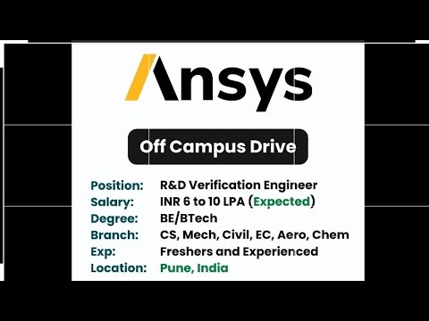 R&D Verification Engineer | Ansys Hiring | Pune #offcampusdrive #2023 #viral #viralvideo #job #jobs