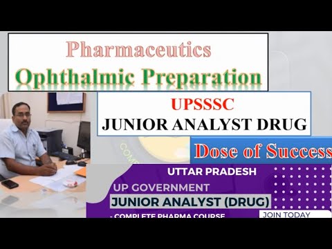 UP Junior Drug Analyst Preparation 2024 | Junior Drug Analyst Course | Ophthalmic  preparation  Mcqs