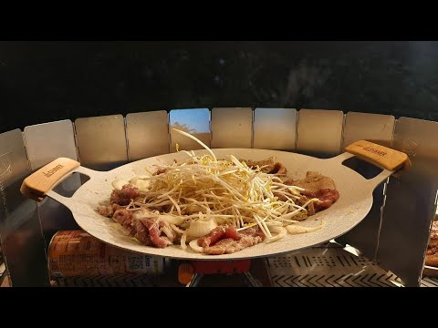 露營三餐-韓式烤肉、烤牛排、烤雞翅膀，還有韓式煎餅