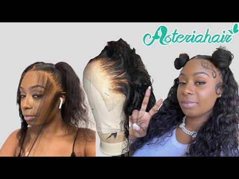 SPACE BUNS | ASTERIA HAIR 16" WATER WAVE WIG 🌊 DETAILED INSTALL | arrogant tae inspired look