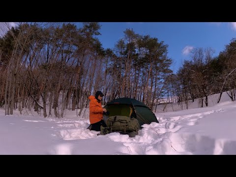 heavy snow, mountain camping #3 - Snowshoe camping with TAKENOKO from chokotto camp