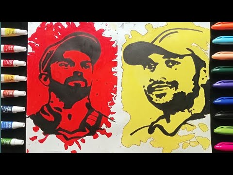 RCB❤️ vrs CSK💛  Virat Kohli and Ms Dhoni Drawing. #art #viratkohli #msdhoni #rcb #csk #ipl