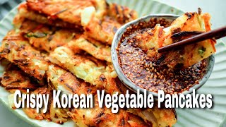 How to make Crispy Korean Vegetable Pancake use up leftover vegetable | Yachaejeon | Plant based