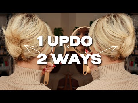 ONE UPDO, TWO WAYS - easy 3 minute updos for bobs and short hairstyles