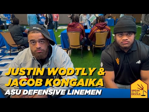 ASU DL Jacob Kongaika & Justin Wodtly at Peach Bowl Media Day