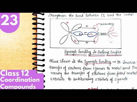 23) Bonding in metal carbonyls| Synergic bonding in metal carbonyls| Coordination Compounds Class12