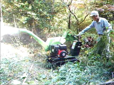 雑木、笹竹の粉砕　ミニドラKDC70B（広島県東広島市）.AVI