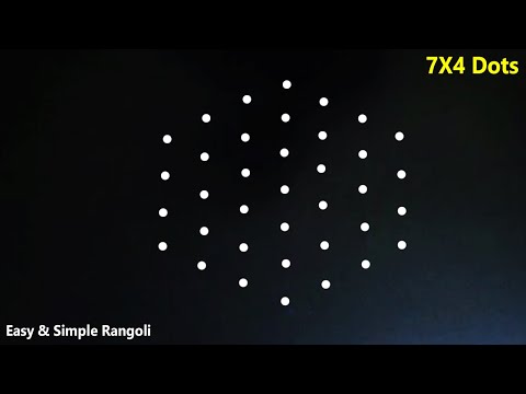 Easy And Simple Rangoli Designs | 7 to 4 Dots Kolam Design | Easy Muggu | Easy Apartment Rangoli