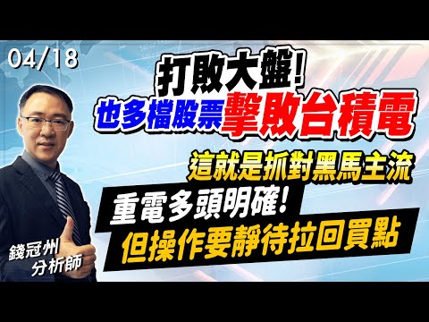 2024/04/18  打敗大盤! 也多檔股票擊敗台積電，這就是抓對黑馬主流，重電多頭明確!但操作要靜待拉回買點  錢冠州分析師