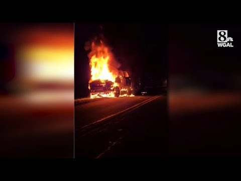 Video: Firefighters battle vehicle fire