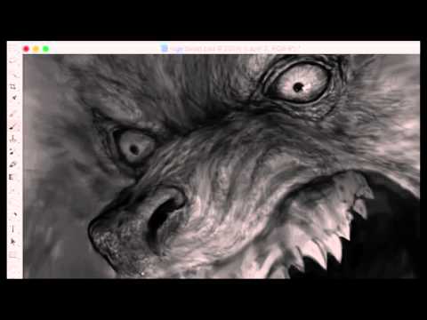 PHOTOSHOP ART--werewolf time lapse- WIP