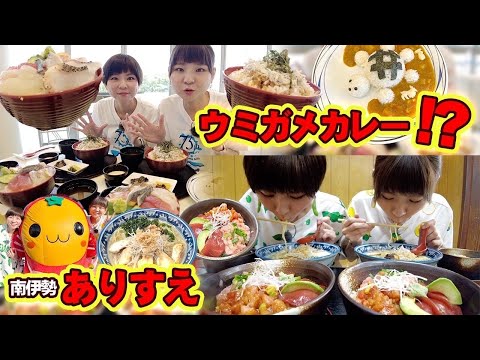 【大食い】ウミガメカレーってなに！？南伊勢のキャラクター「たいみー」にも会いました！【はらぺこツインズ】【双子】