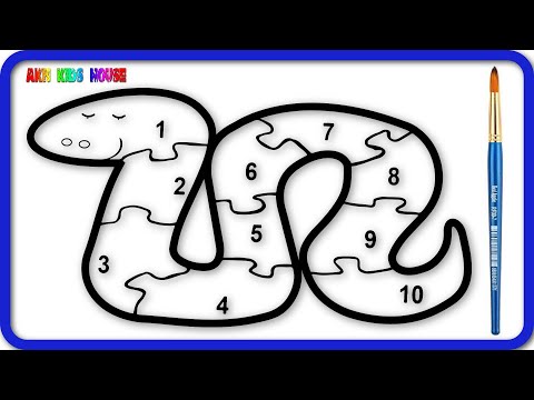 ( Animals ) PUZZLE Snake Drawing and  Learn Numbers and Colors / AKN KIDS HOUSE