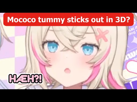 What if Mococo tummy sticks out in 3D?... [hololive / fuwamoco]