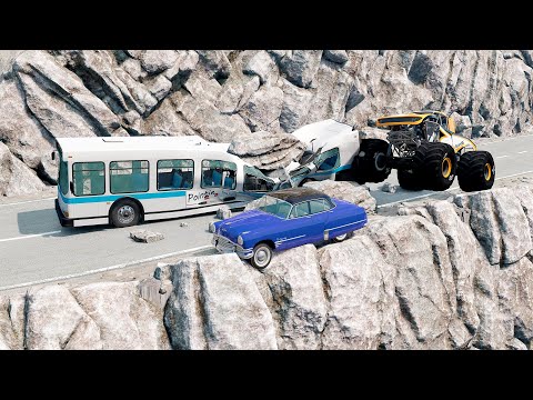 Mobil vs Cliff Drops #4 - BeamNG Drive