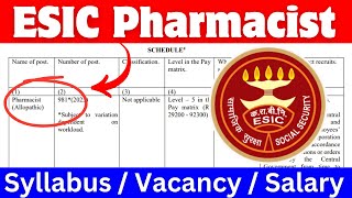 Pharmacist Vacancy 2024 | Recruitment for Pharmacist at ESIC 981 post | Pharma Job 2024 #drxmentor