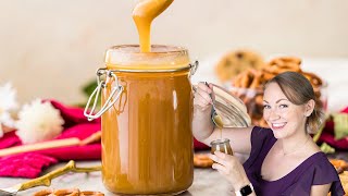 This EASY salted caramel sauce is the PERFECT Ice Cream Topping!