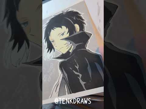 Drawing Ryunosuke with gouache #straydogs #anime #akutagawaryunosuke